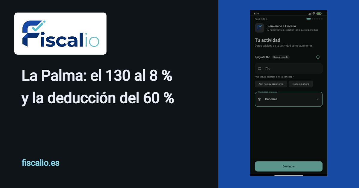 El paso «Tu actividad» del alta de Fiscalio con Canarias elegida como comunidad autónoma.