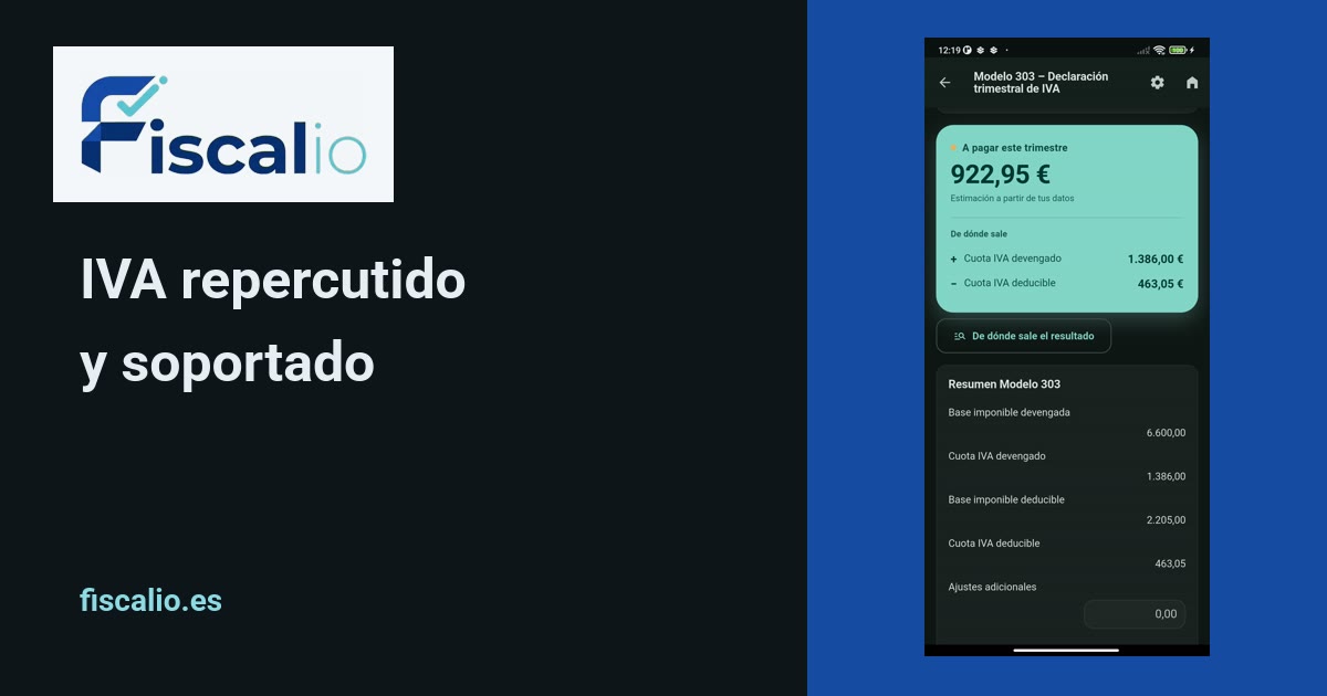 El borrador del modelo 303 en Fiscalio con el desglose «de dónde sale» de la cuota de IVA devengada y la deducible.